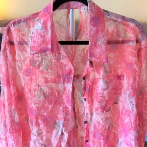 Flowery Sheer Button Down Shirt